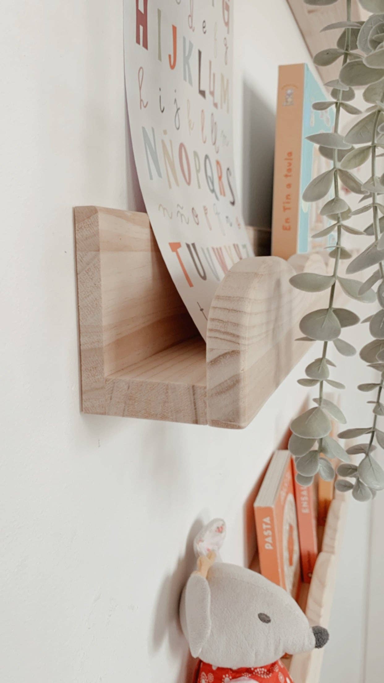 scalloped floating shelves