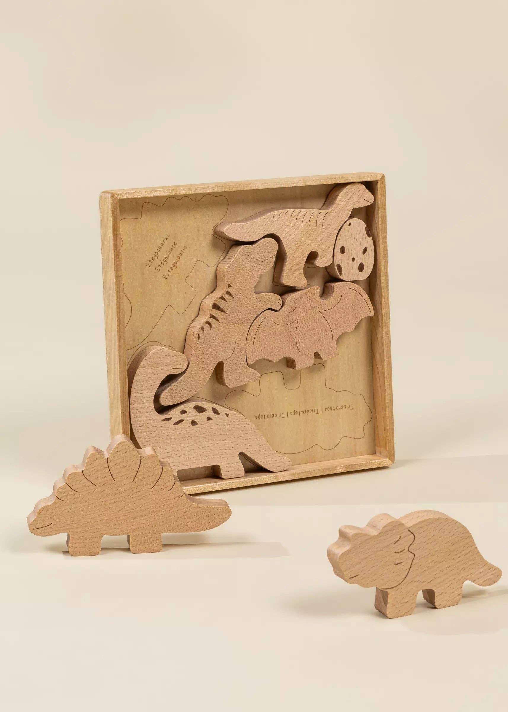 wooden balance puzzle - dino (7 pcs)