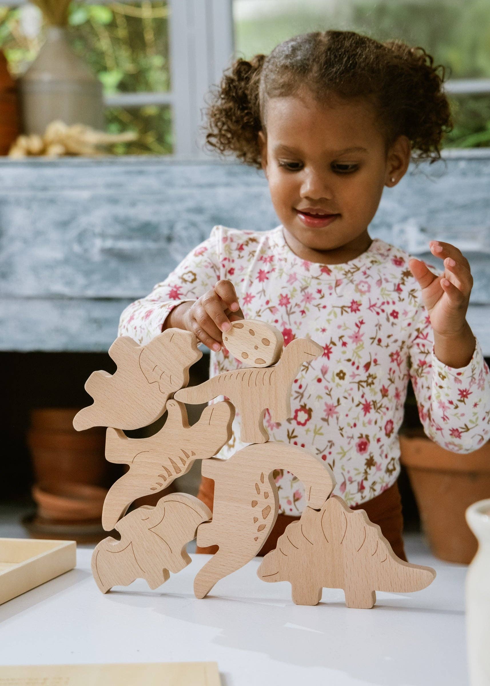 wooden balance puzzle - dino (7 pcs)