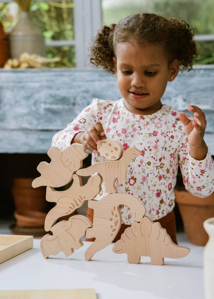 wooden balance puzzle - dino (7 pcs)