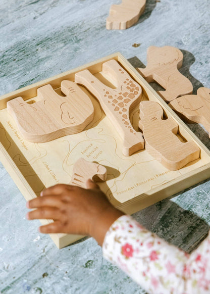 wooden balance puzzle - safari (8 pcs)