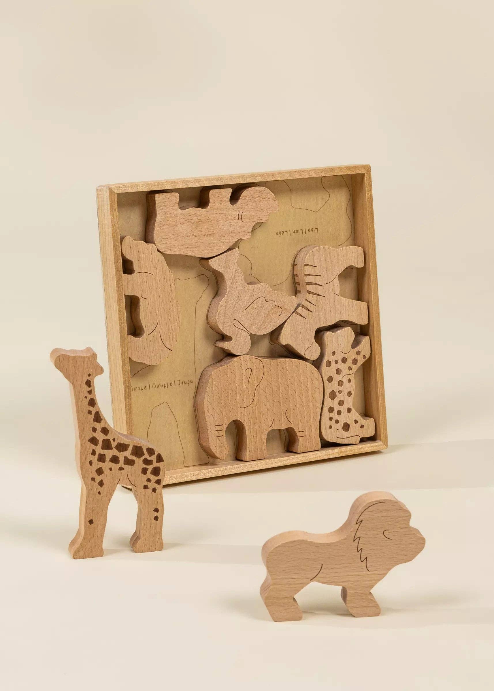 wooden balance puzzle - safari (8 pcs)