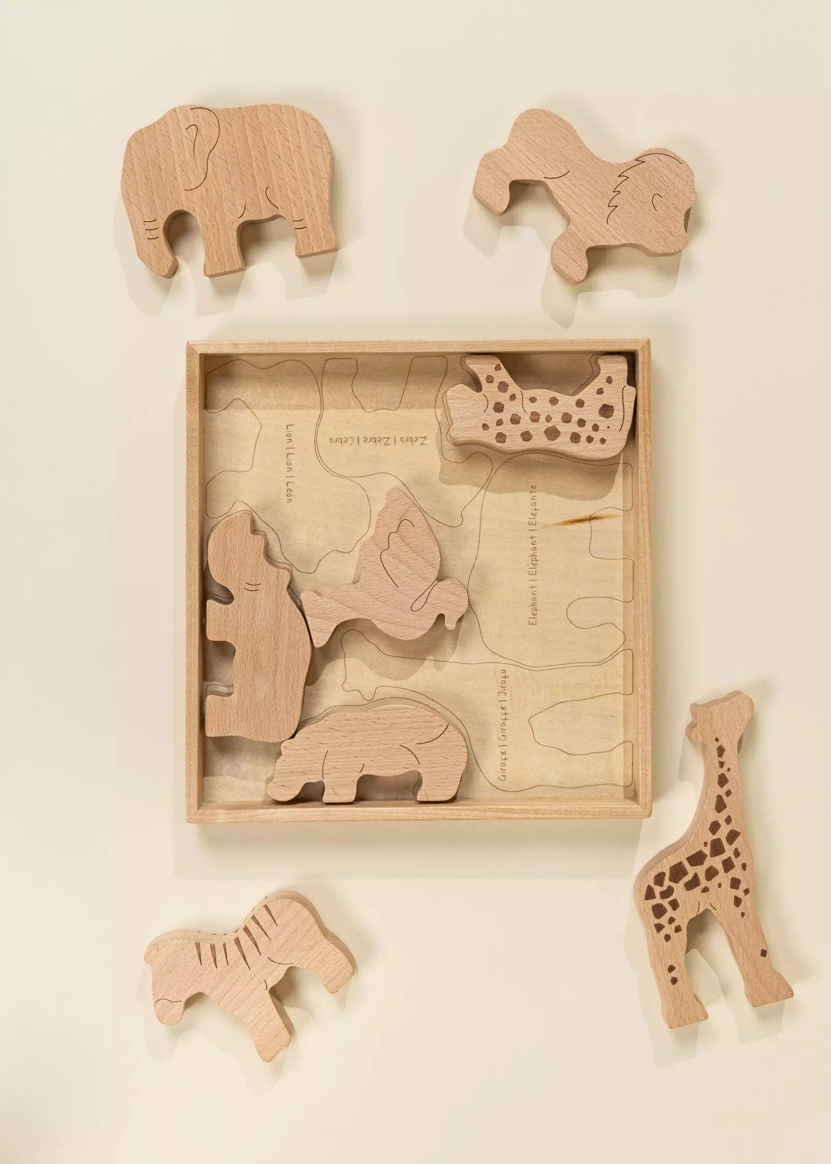 wooden balance puzzle - safari (8 pcs)