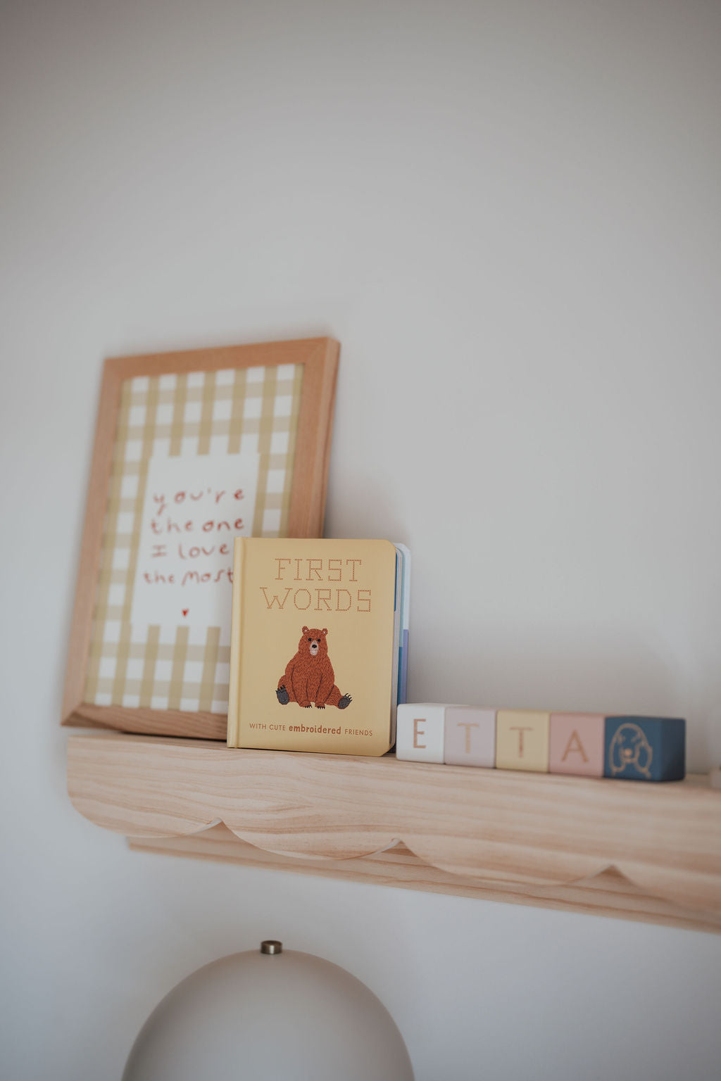 scalloped floating shelves