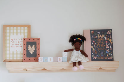 scalloped floating shelves