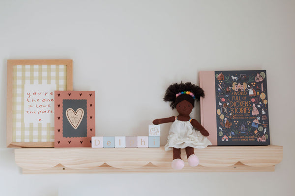 scalloped floating shelves