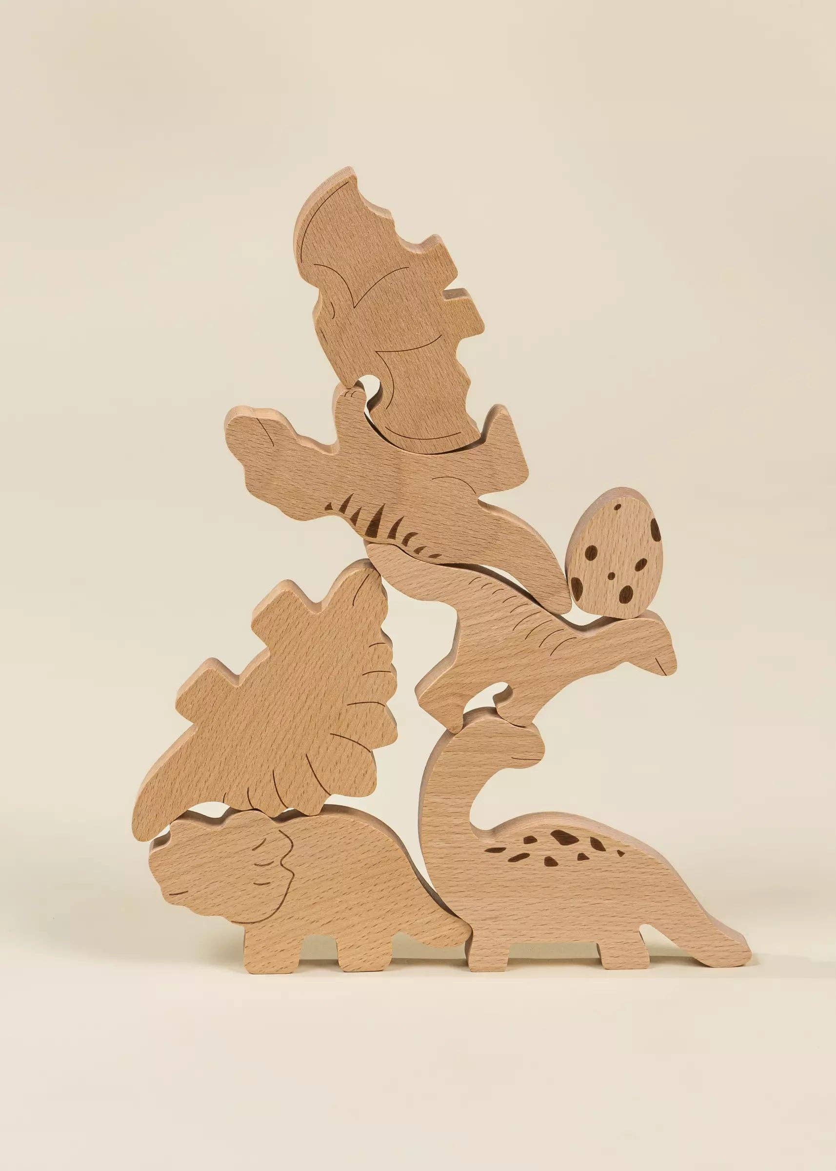 wooden balance puzzle - dino (7 pcs)