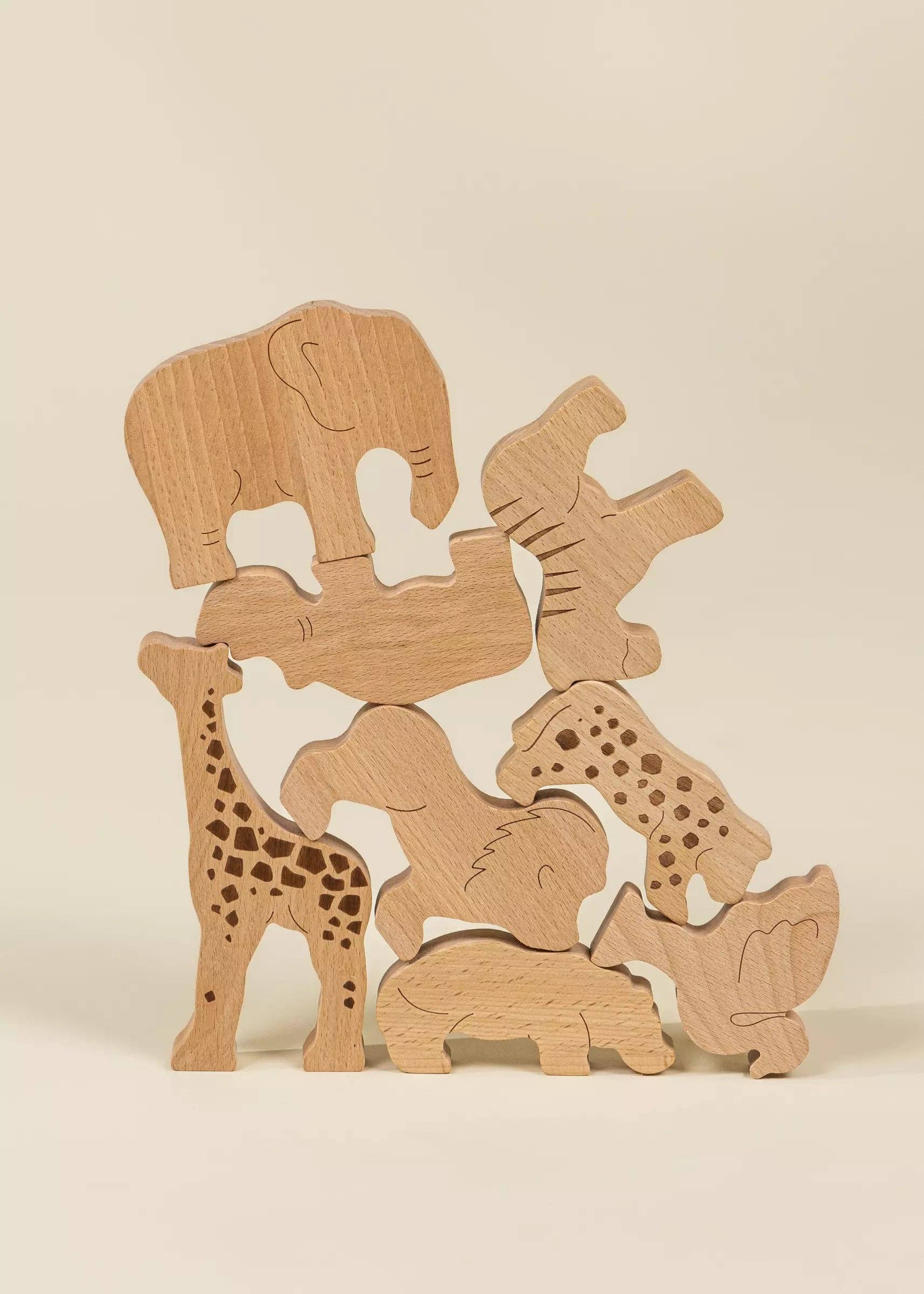 wooden balance puzzle - safari (8 pcs)
