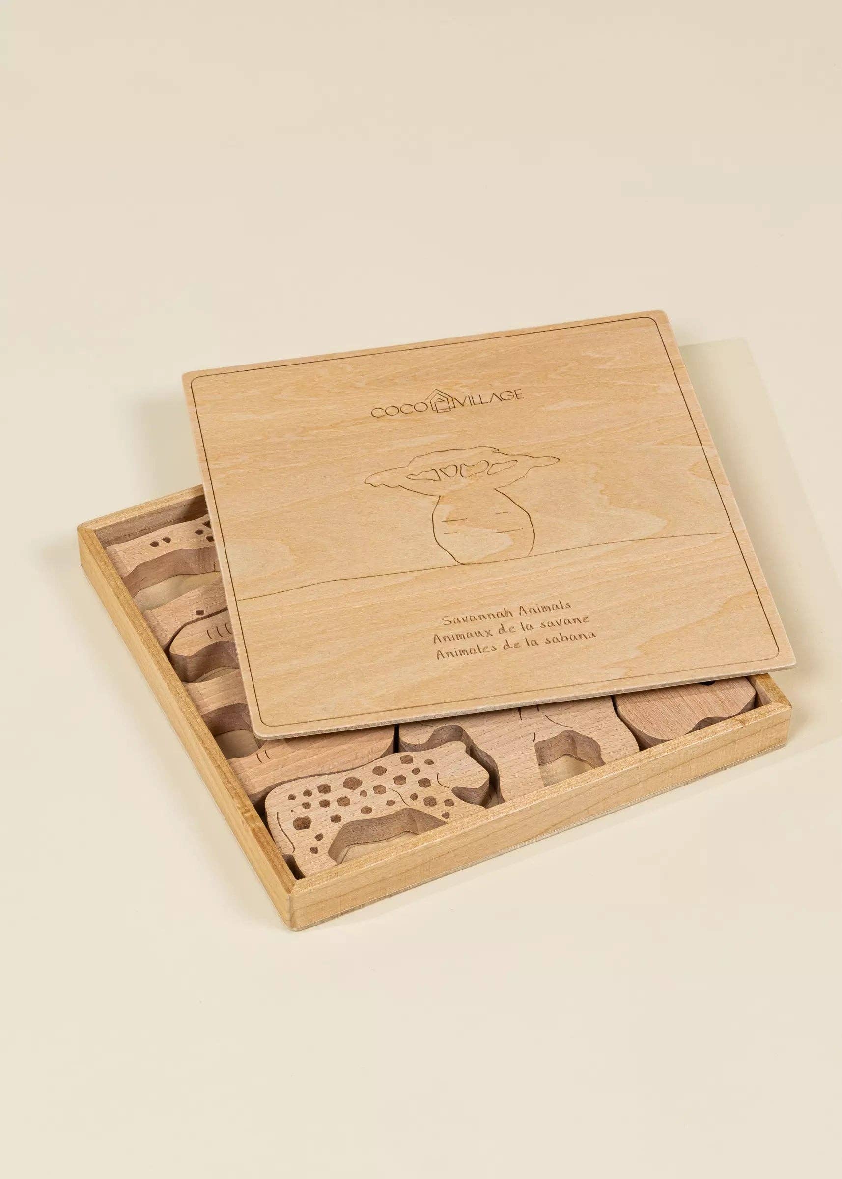 wooden balance puzzle - safari (8 pcs)